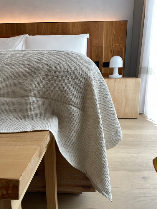 Waffle Linen Throw Blanket | Natural