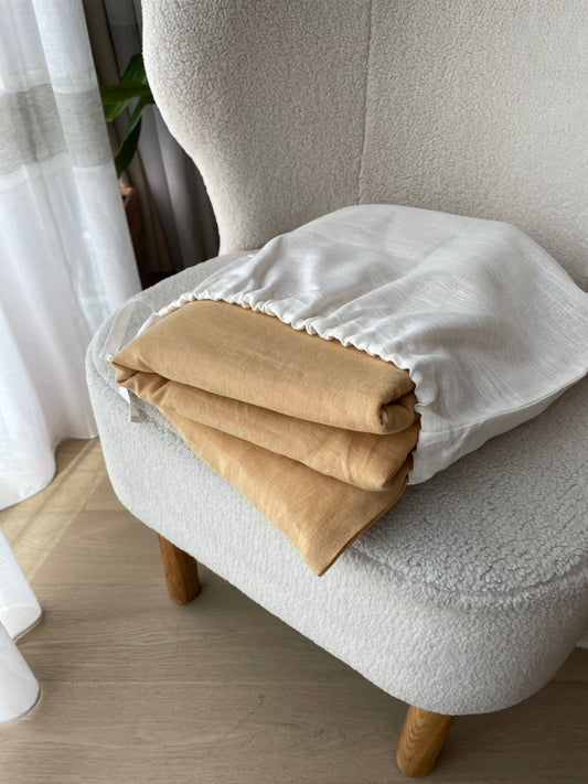 Linen Baby Quilted Blanket | Curry